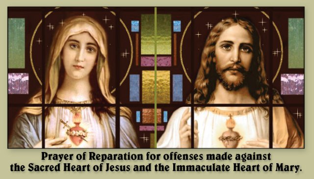 Prayer of Reparation to the Hearts of Jesus & Mary Holy Card
